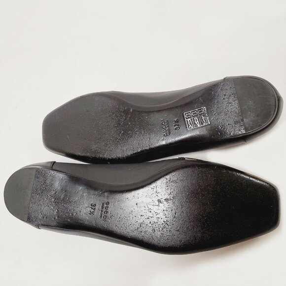 GUCCI SHOES BALLERINA FLATS BLACK LEATHER w HARDWARE sz 37.5 / 7.5 US - Picture 14 of 15